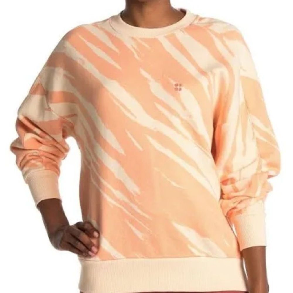 Sweaty Betty Essentials Peach Tie-Dye Crewneck Sweatshirt in XL